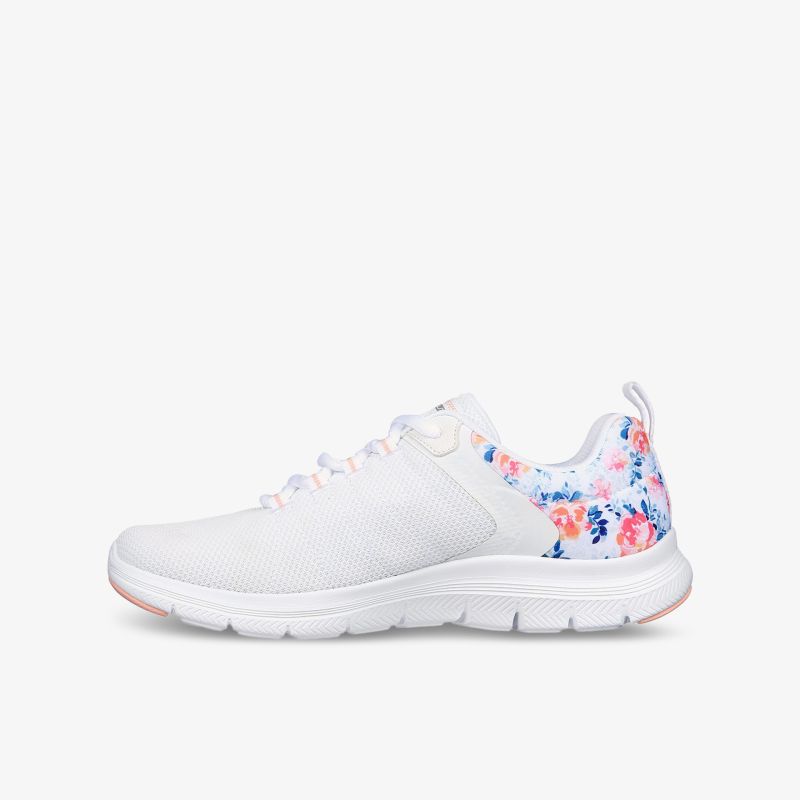 Weißer Sneaker mit buntem Blumenmuster, idealer Komfort und zeitloses Design für vielseitige Anlässe.