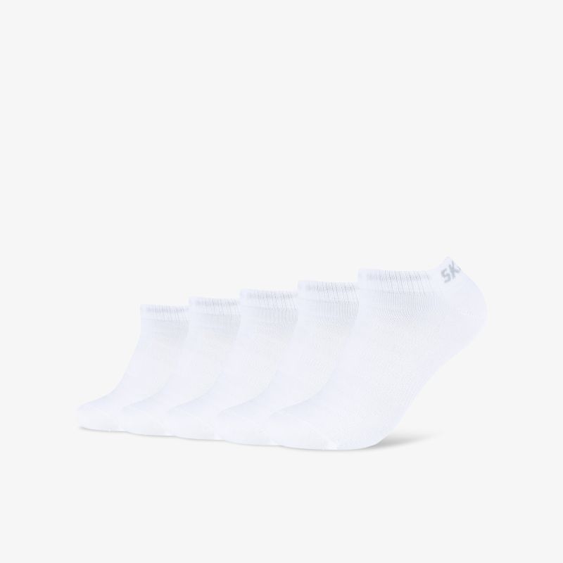 Knöchelhohe weiße Socken im 5er-Pack, bieten hohen Komfort und Atmungsaktivität für den Alltag