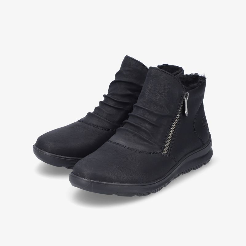 Schwarze Freizeitschuhe mit flexiblem Laufsohle und Reißverschluss für einfachen Einstieg, weich gepolstert und rutschfest