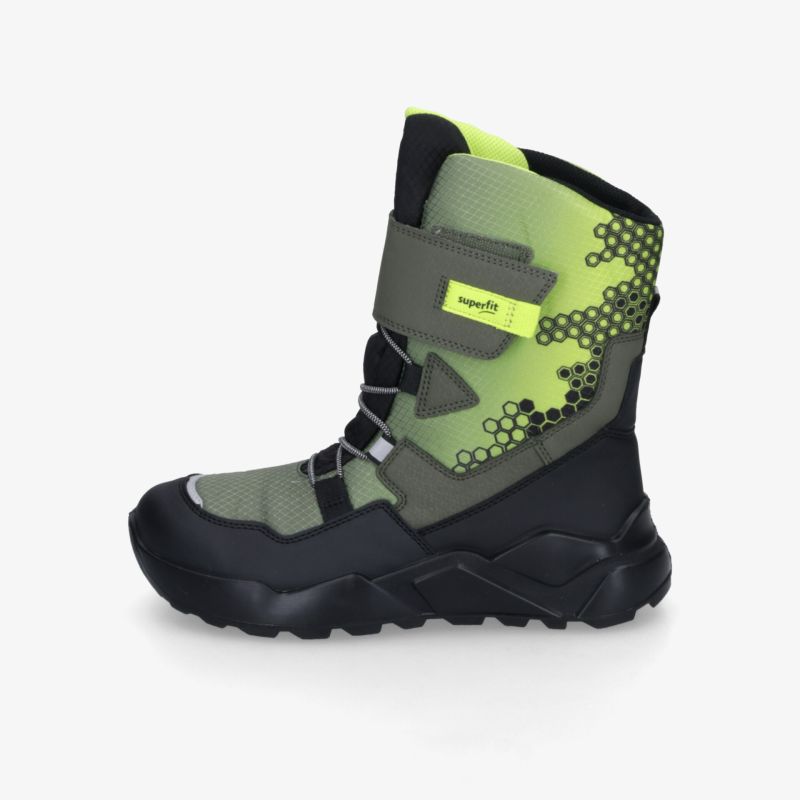 Robuster, atmungsaktiver Outdoor-Schuh mit wasserdichtem Material und rutschfester Sohle in Olivgrün und Schwarz