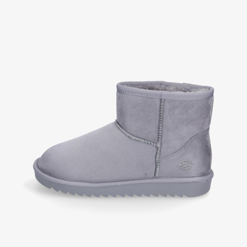 Graue Stiefelette mit kuscheligem Futter und robuster Sohle für ultimativen Tragekomfort.