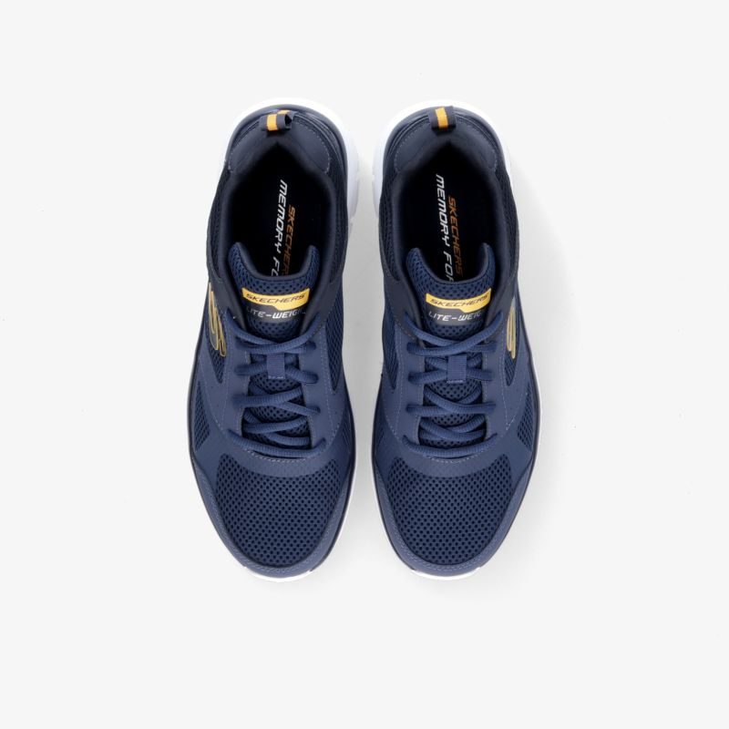 Navyblaue komfortable Laufschuhe mit atmungsaktivem Material, ideal für ein sportliches und stilvolles Erlebnis.