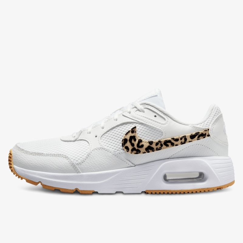 Moderner weißer Sneaker mit Leopardenprint und luftgepolsterter Sohle für hohen Tragekomfort