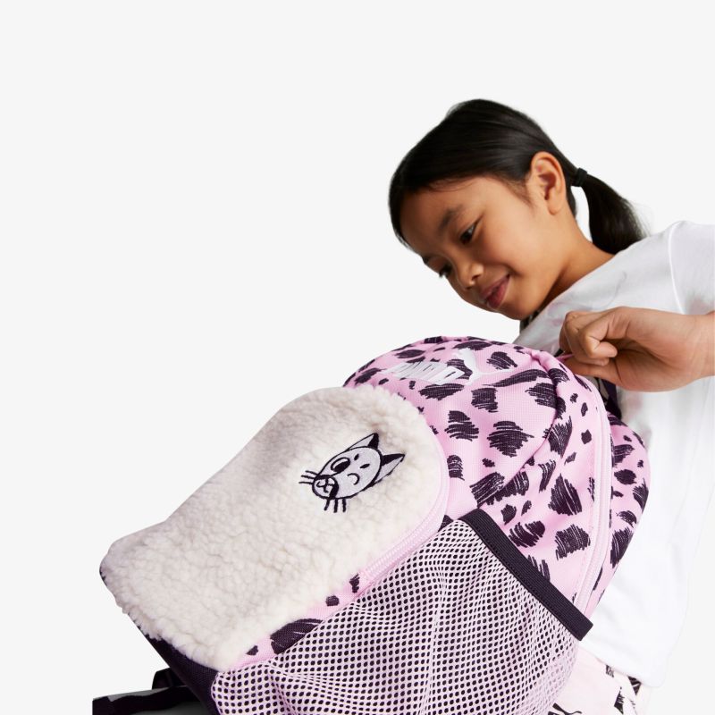 Stylischer rosa Rucksack mit praktischen Fächern und niedlichem Design, ideal für den täglichen Gebrauch.