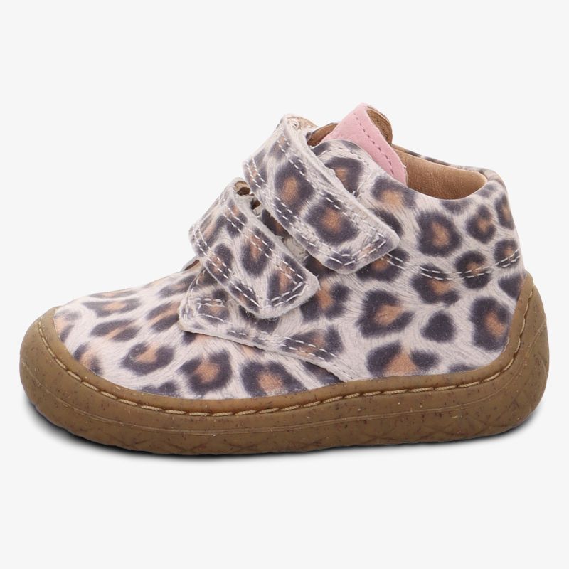Kinderklettschuh mit weich gepolsterter Sohle und modischem Leopardenmuster für hohen Tragekomfort
