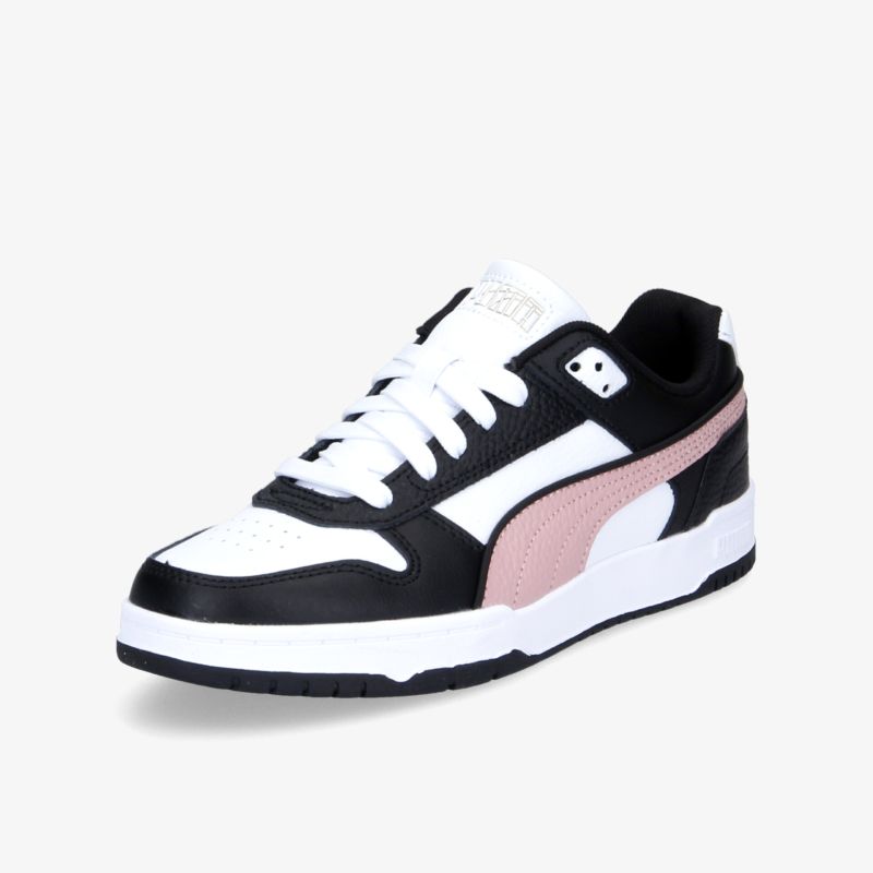 Moderner Sneaker in Schwarz, Weiß und Rosa mit einzigartigem Design und optimalem Tragekomfort.
