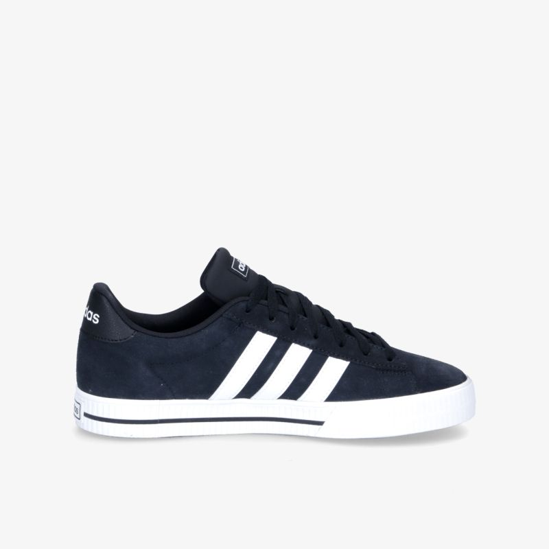 Stilvoller schwarzer Sneaker mit weißen Streifen und Schnürung, perfekt für den Alltag.