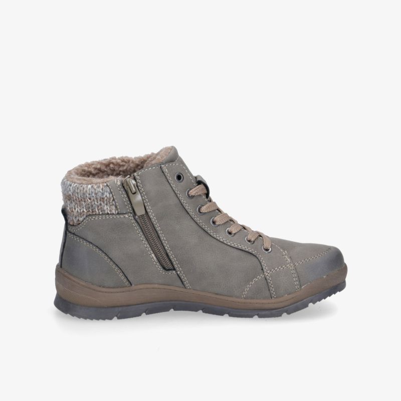 Graue Winterboots mit warmem Futter und Reißverschluss für optimalen Tragekomfort und sicheren Halt.