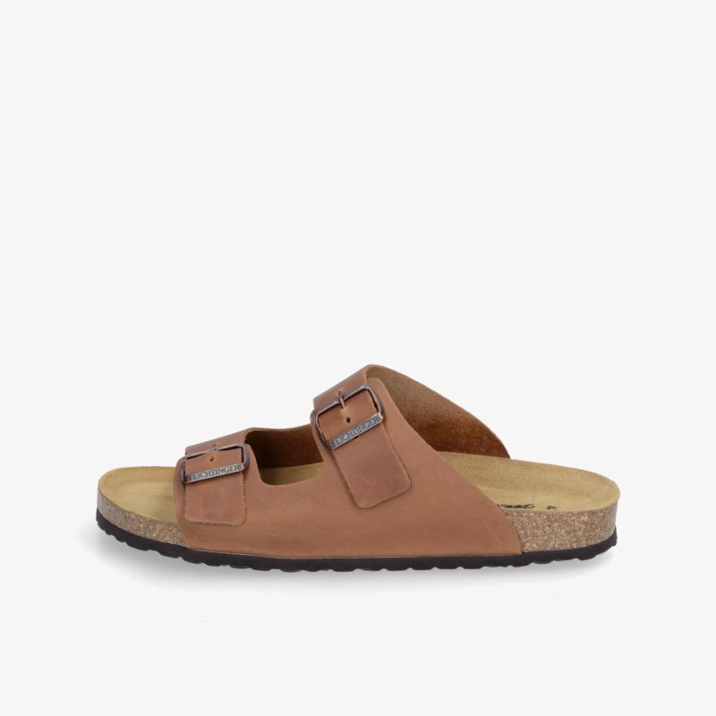 Komfortable braune Sandale mit ergonomischer Sohle und verstellbaren Riemen für optimalen Tragekomfort.