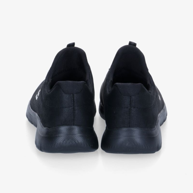 Elegante schwarze Schuhe mit komfortabler Passform und rutschfester Sohle, ideal für Freizeit und Sport.