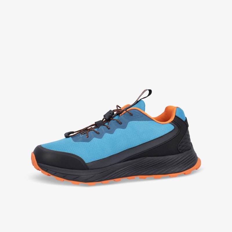 Moderner Sneaker in Blau und Orange mit rutschfester Sohle. Ideal für sportliche Aktivitäten und Freizeit.