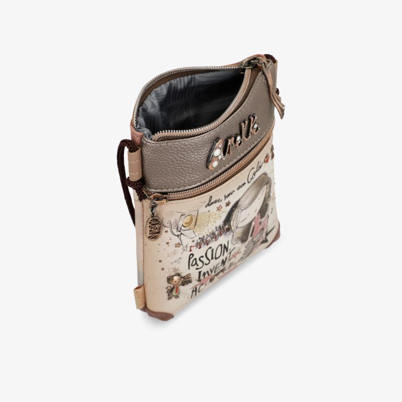 Kleine tragbare Tasche mit Reißverschluss und modernem Print, kompakt und praktisch für den Alltag
