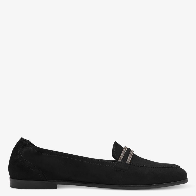 Eleganter schwarzer Wildleder-Slipper mit flacher, bequemer Passform und minimalistischem Design