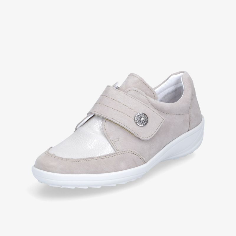 Komfortabler weißer Schuh mit Klettverschluss, ideal für täglichen Gebrauch