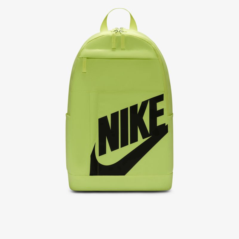 Moderner gelber Nike Rucksack mit großem Logo, ideal für Sport und Alltag.