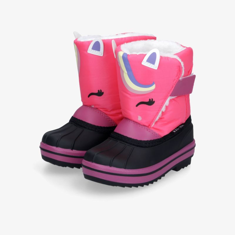 Farbenfrohe Winterstiefel mit Einhorn-Motiv, wasserdicht und robust für kalte und nasse Tage.