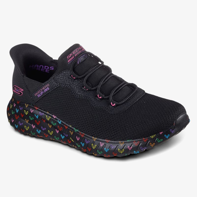 Leichter und bequemer schwarzer Sneaker mit farbenfroher, flexibler Sohle und modernem Design