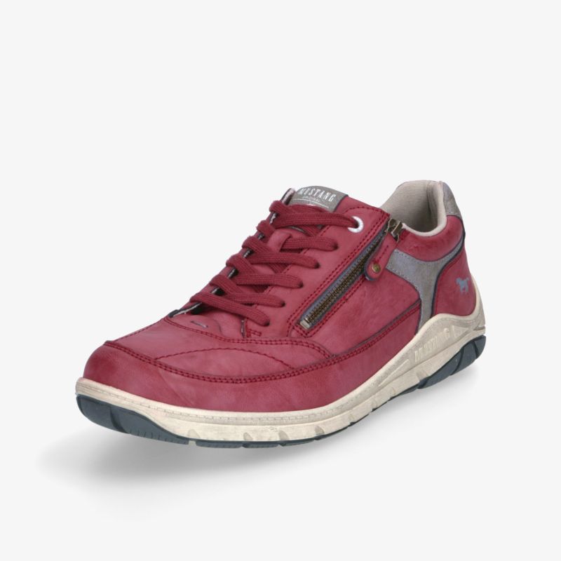 Sportlicher roter Sneaker mit Reißverschluss, bequemer Passform und leichter, flexibler Sohle für optimalen Tragekomfort