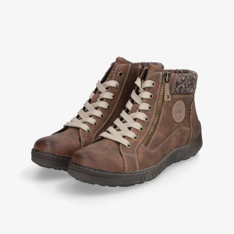 Braune winterstiefel mit warmer innenausstattung, seitlichem reißverschluss und rutschfester sohle, komfortabel und modisch