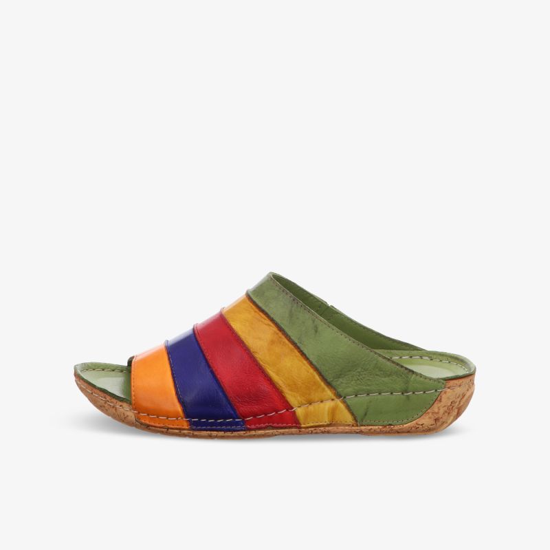 Komfortabler, bunter Schuh mit rutschfester Sohle und lebendigem Design, ideal für täglichen Gebrauch.