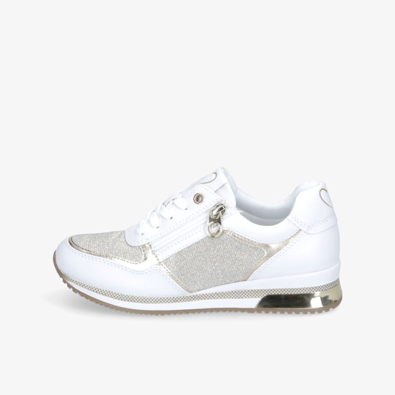 Moderner weißer Sneaker mit Glitzerakzenten und elegantem Design für stilvollen Komfort.