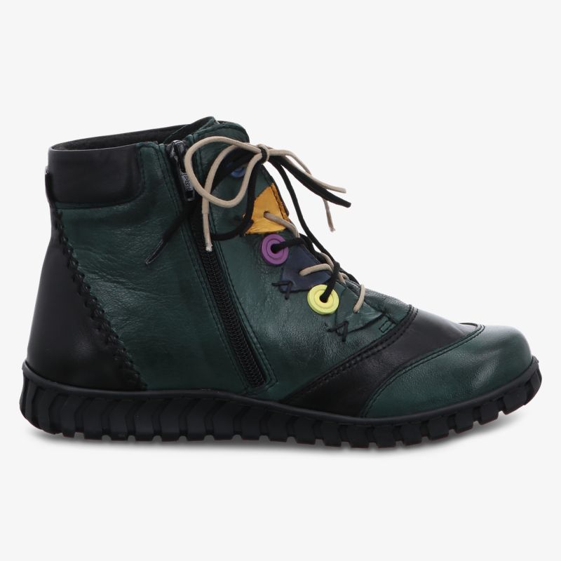 Bequemer Lederschuh mit farbigen Ösen, Reißverschluss und flexibler, rutschfester Sohle