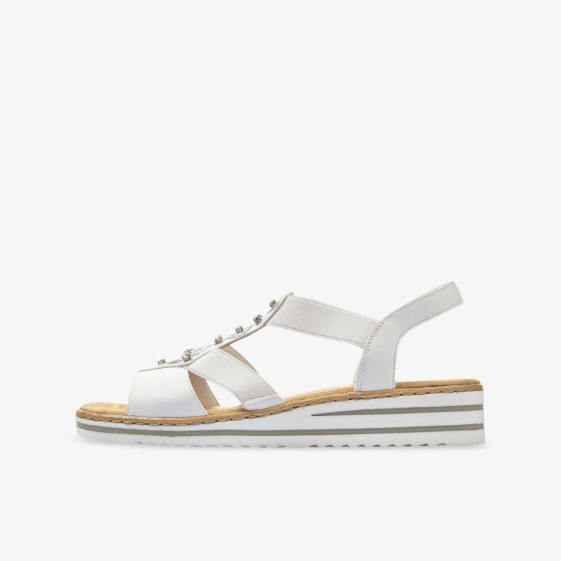 Elegante weiße Sandalen mit Plateau und dekorativen Details bieten ultimativen Komfort und Stil.