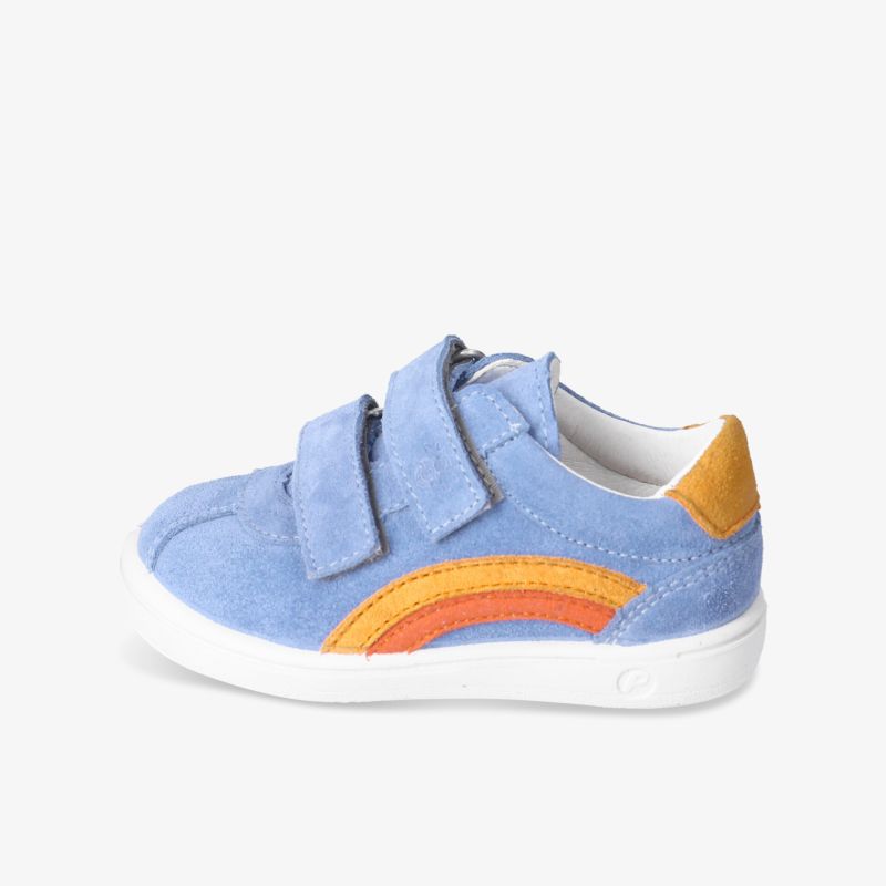 Blauer Schuh mit Klettverschlüssen und rutschfester Sohle, komfortabel und modisch für vielseitigen Einsatz