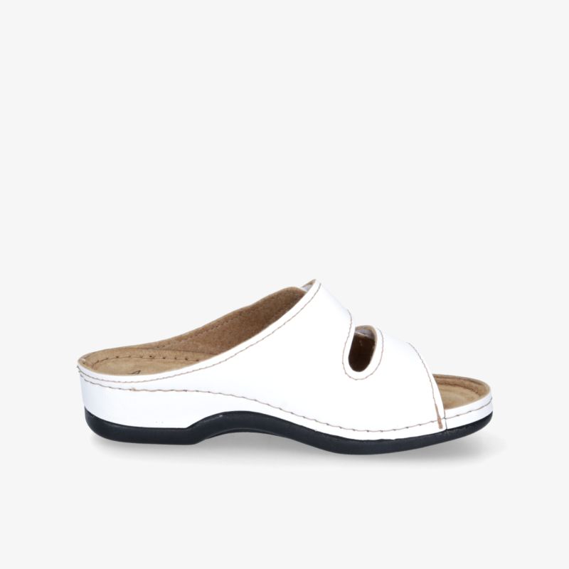 Weißer offener Schuh mit ergonomischem Design und rutschfester Sohle für hohen Komfort und einfache Handhabung