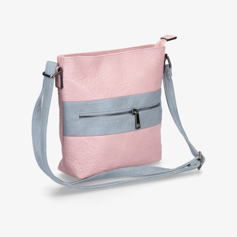 Leichte, stylische Umhängetasche in Rosa mit praktischem Reißverschluss und verstellbarem grauem Schulterriemen