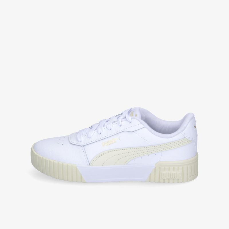 Weißer Sneaker mit strapazierfähigem Material, bequemer Passform und rutschfester Sohle in klarer Seitenansicht