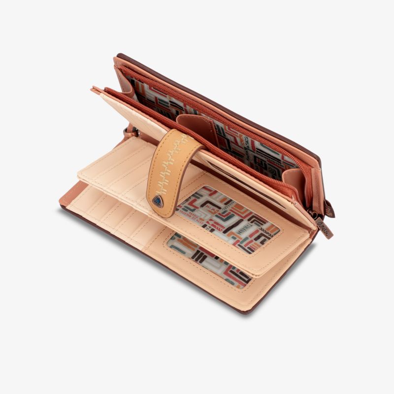 Elegante Ledergeldbörse mit mehreren Fächern und Kartenhaltern für stilvolle Organisation und Robustheit.