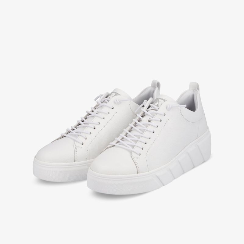 Elegante, weiße Sneaker mit moderner Profilsohle und praktischer Schnürung für vielseitige Looks.