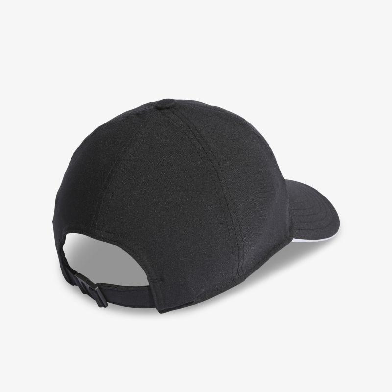 Schwarze Kappe mit verstellbarem Verschluss, klassisches Design, ideal für Alltag und Sport