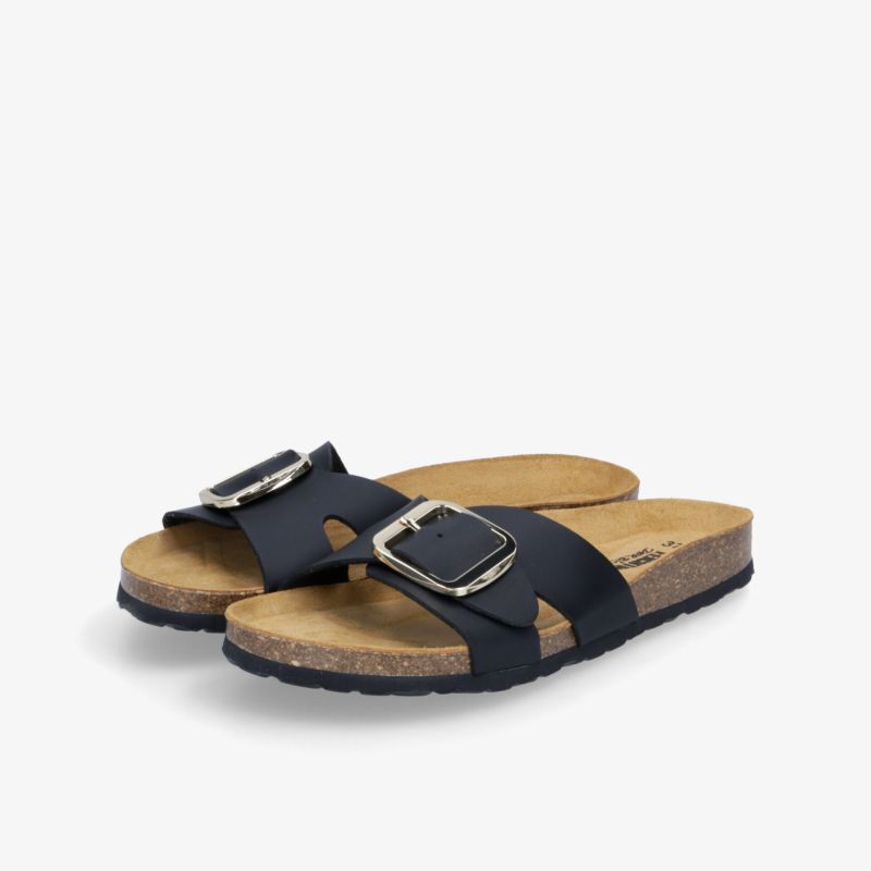 Schwarze Sandalen mit verstellbarer großer Schnalle und weicher, rutschfester Sohle für hohen Komfort