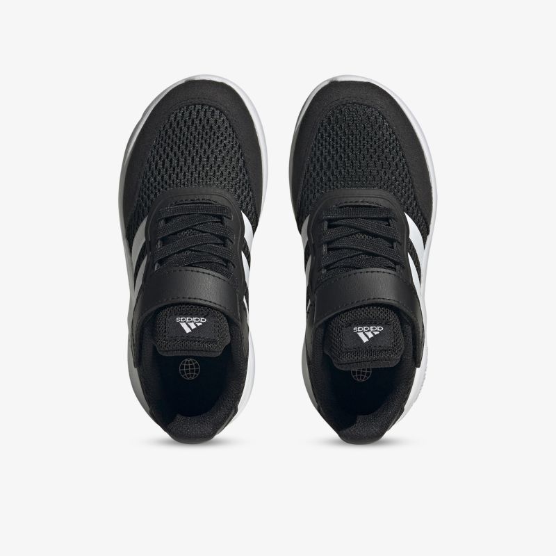 Schwarzer Sneaker mit weißem Streifen, ideal für Sport und Freizeit, bietet Komfort und modernes Design.