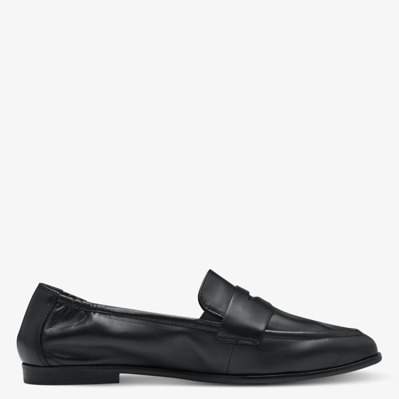 Eleganter schwarzer Lederloafer in klassischer Form, bequem und zeitlos für vielseitigen Tragekomfort
