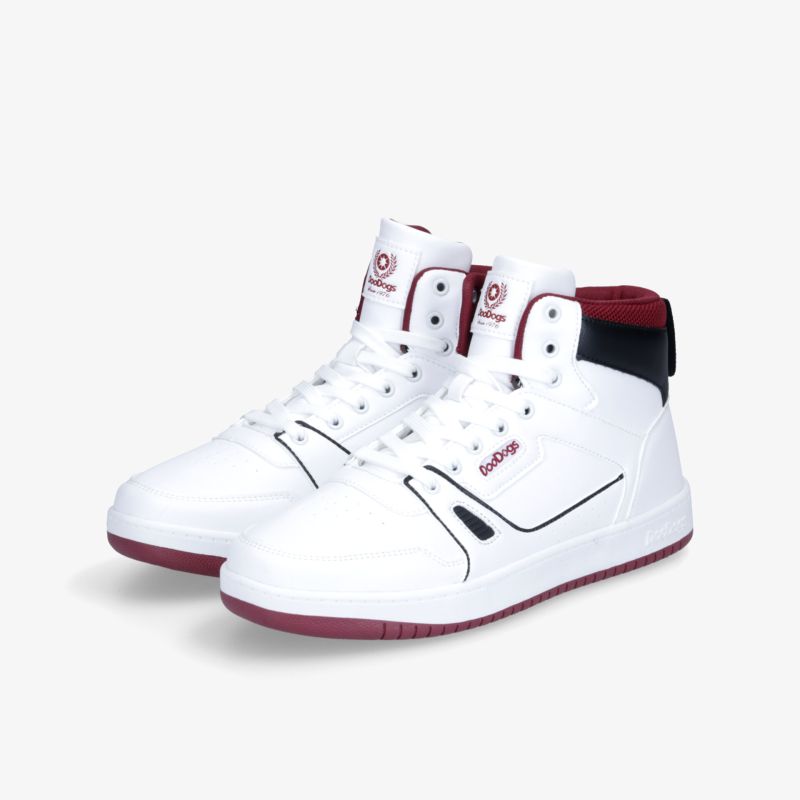 Weiße High-Top Sneaker mit stilvollem Design und strapazierfähiger, rutschfester Sohle. Ideal für urbanen Look.