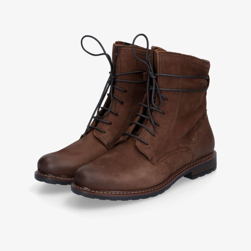 Braune Lederstiefel mit robuster Sohle und komfortabler Schnürung, stilvoll und langlebig im Paar