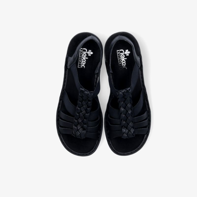Bequeme schwarze Sandalen mit geflochtenem Design, perfekt für Alltag und Freizeit. Rutschfeste Sohle.