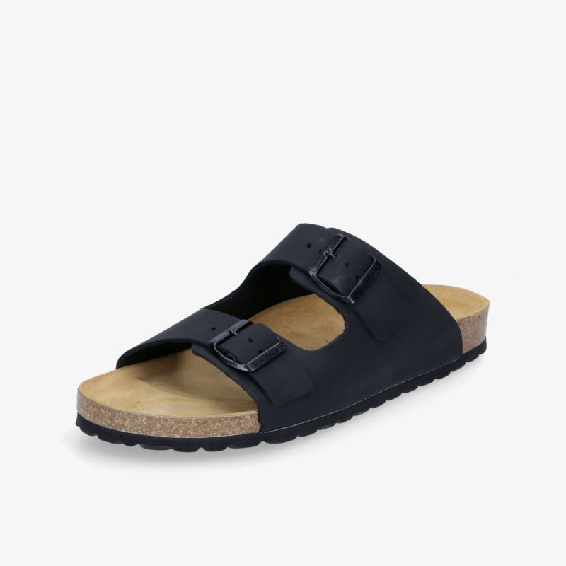 Bequeme Sandale mit zwei verstellbaren Riemen und ergonomischem Fußbett für optimalen Tragekomfort.