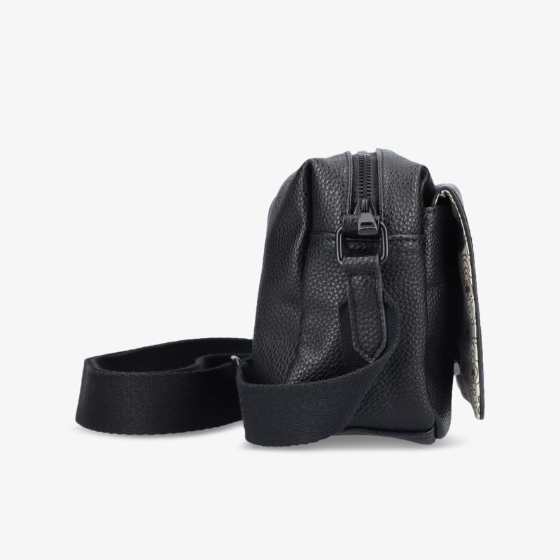 Elegante schwarze Umhängetasche aus Lederoptik mit robustem Reißverschluss und verstellbarem Riemen.