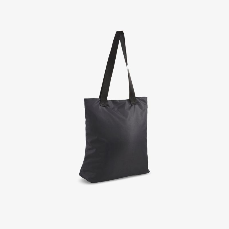 Schwarze Baumwolltasche mit stabilen Trägern, perfekt für den Einkauf oder tägliche Nutzung. Leicht und geräumig.
