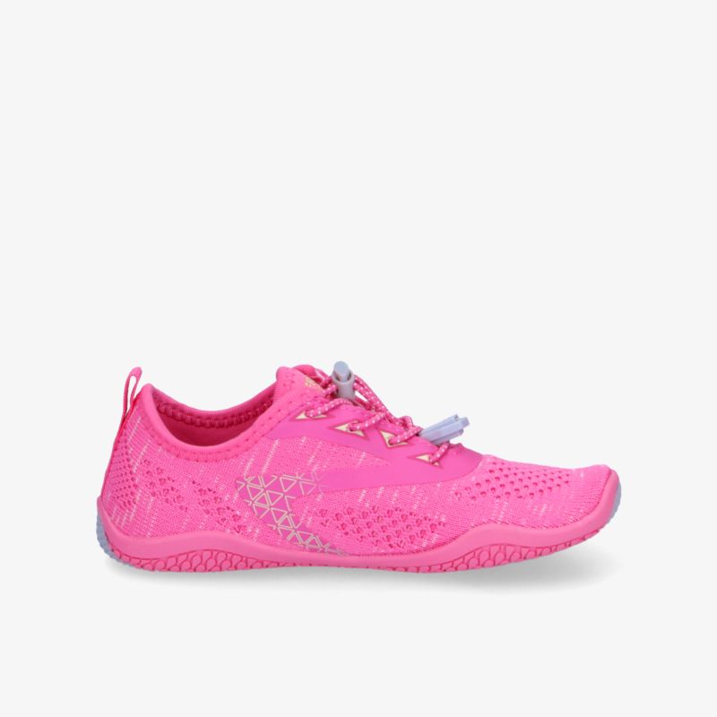 Leichter pinkfarbener Sneaker seitliche Ansicht mit atmungsaktivem Material und rutschfester Sohle