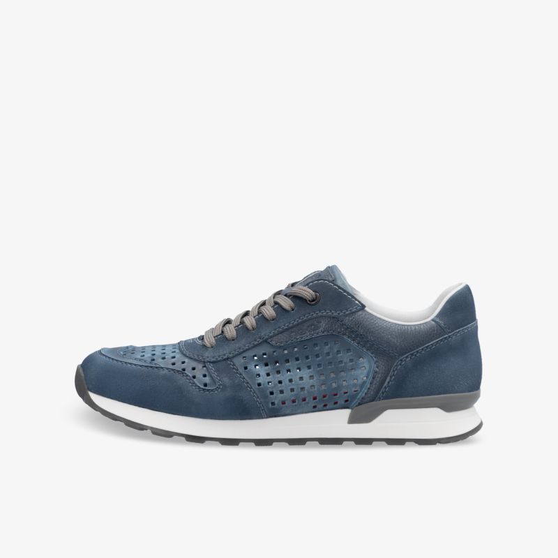 Moderner blauer Sportschuh mit atmungsaktivem Material, leicht und komfortabel für optimalen Tragekomfort