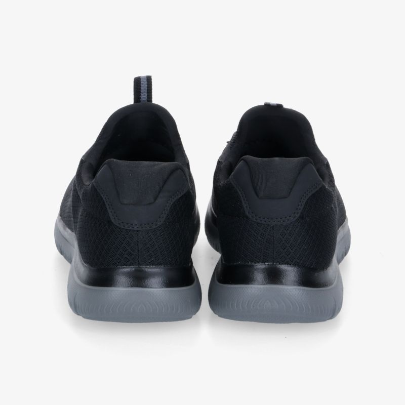 Bequeme schwarze Sneaker mit moderner Sohle, ideal für täglichen Komfort und sportlichen Stil.