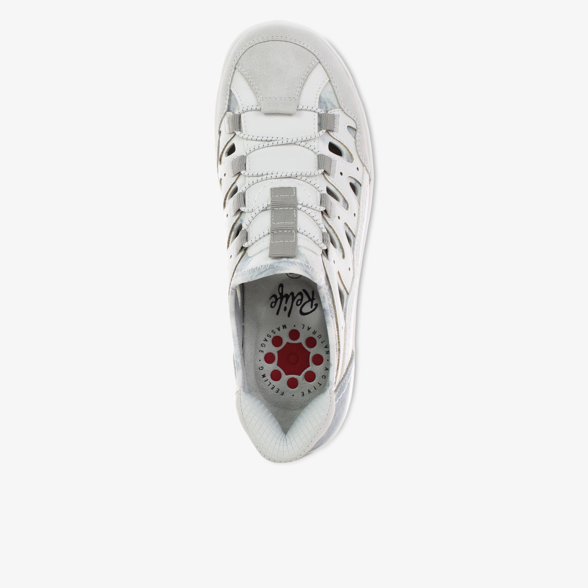 Moderner Sneaker in Offwhite mit sportlichem Design und rutschfester Sohle.