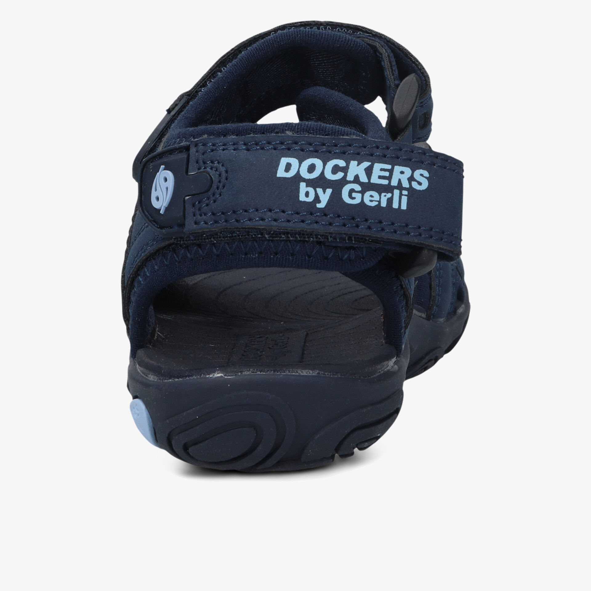 Rückansicht Sandale mit stabilem Klettverschluss, rutschfester Sohle und komfortablem Fußbett