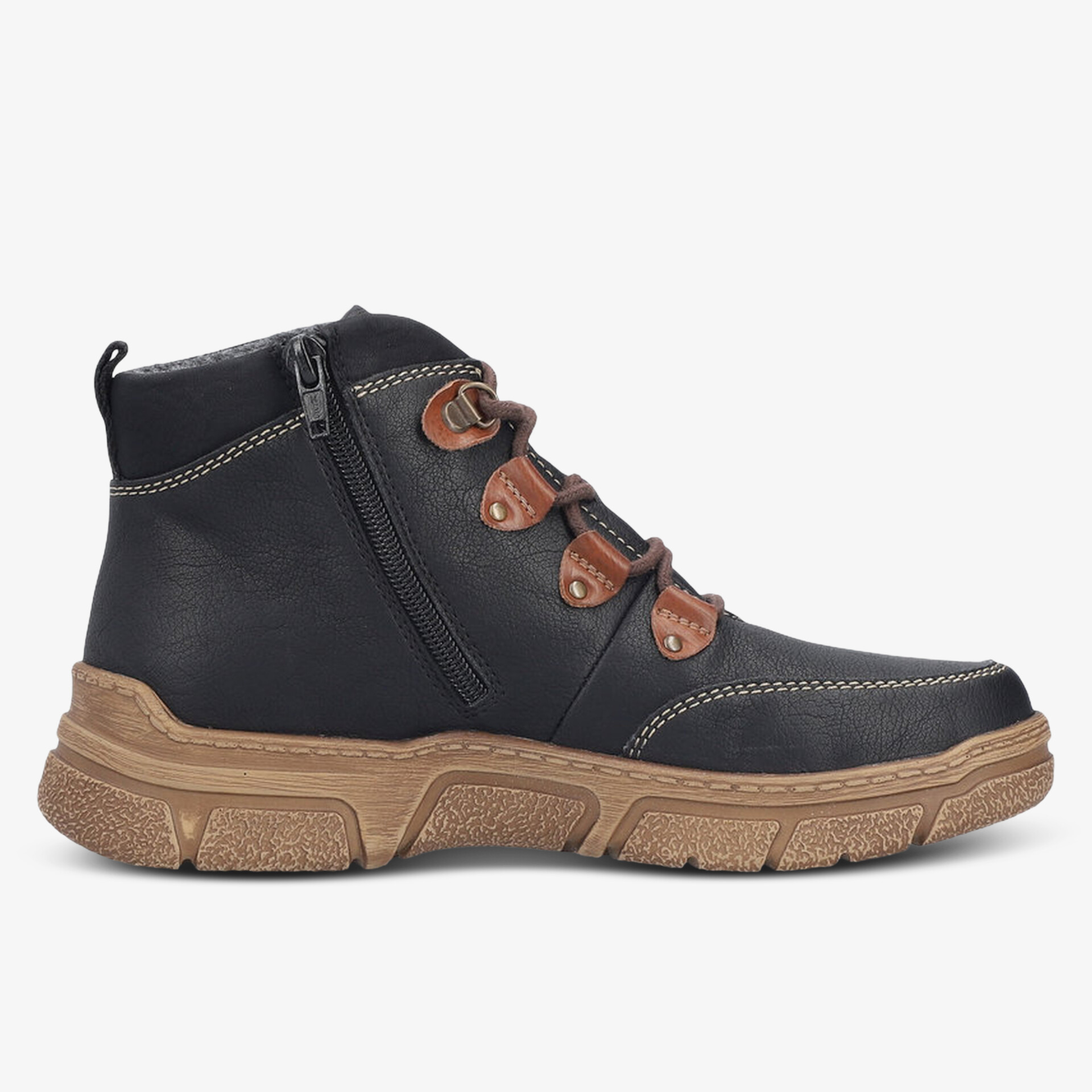 Robuster Schuh mit seitlichem Reißverschluss und profilierter Sohle für optimalen Komfort und Halt