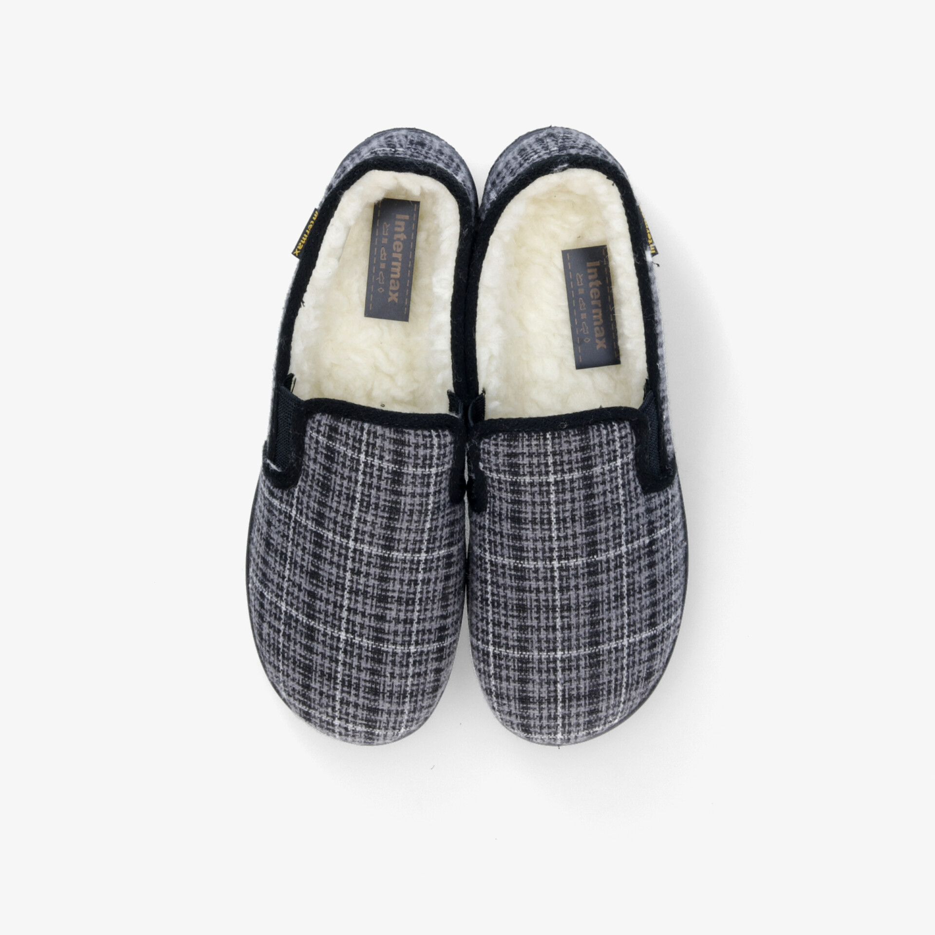 Kuschelige Hausschuhe in Grau mit Karomuster und weichem Innenfutter für optimalen Komfort und Wärme